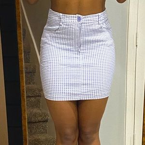 purple checkered mini skirt